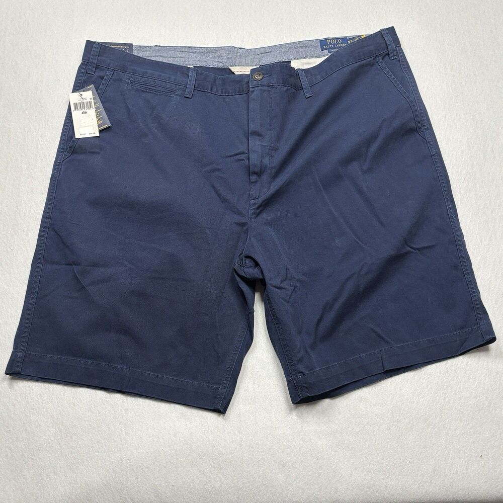 NWT Polo Ralph Lauren Men’s Navy Classic Fit Core Replen Chino Shorts Sz 46 $98